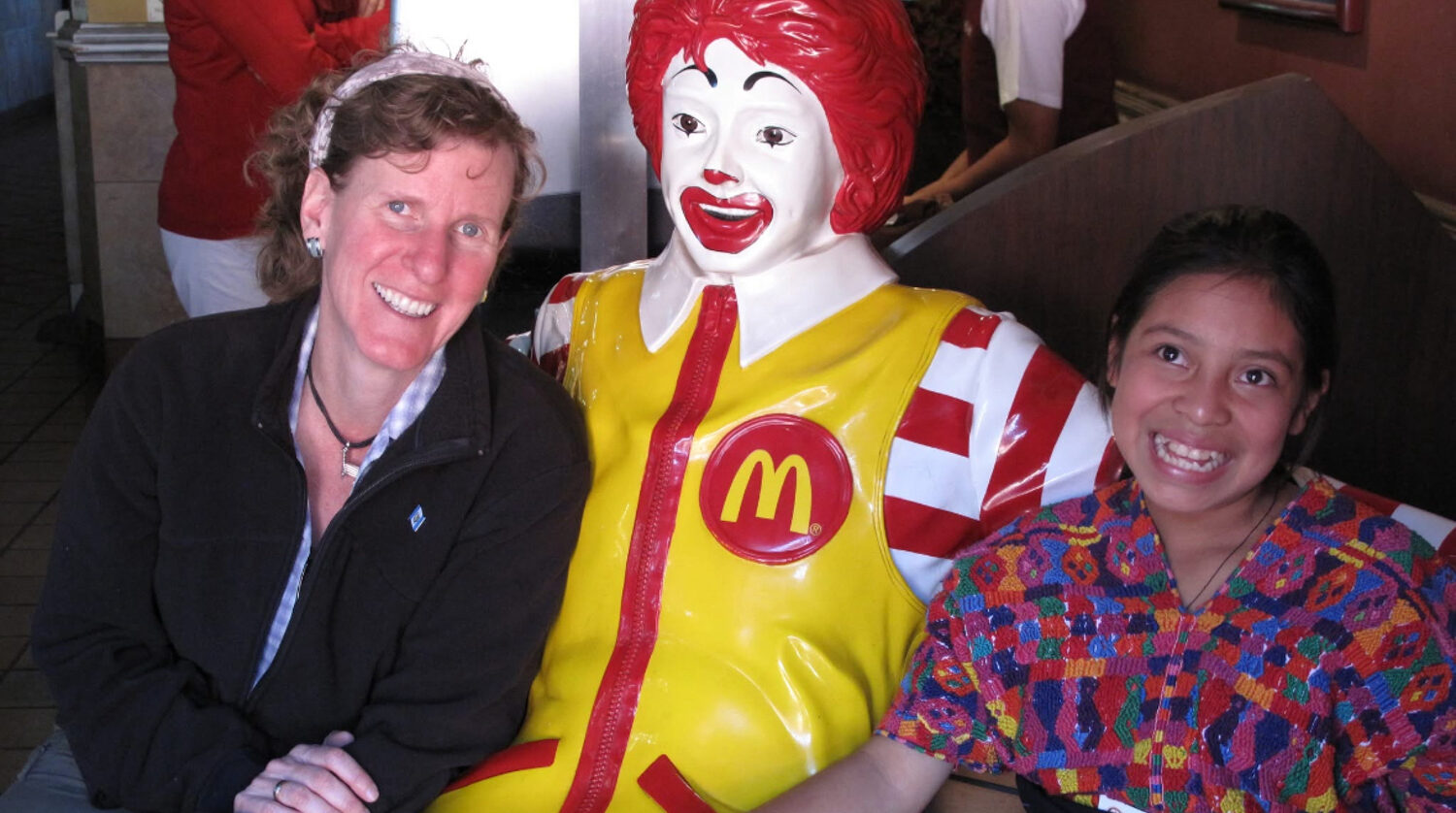Rebecca, Flor, and Ronald McDonald in Antigua, c.2008.